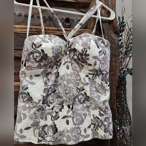 Black/white/gray floral top